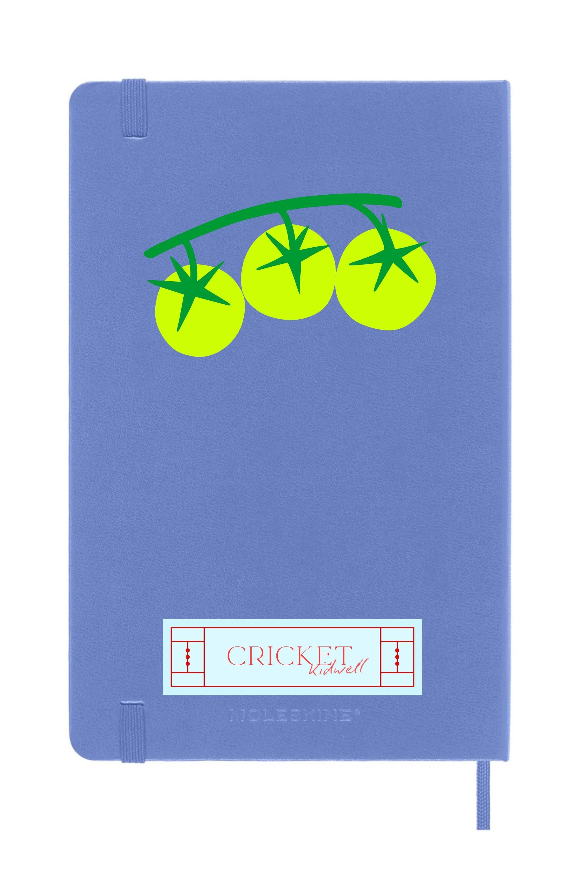 Yellow Tomatoes on Hydrangea Blue Moleskine Journal Hard Cover – Heirloom Garden Notebook, Mediterranean Kitchen Aesthetic, Foodie Gift