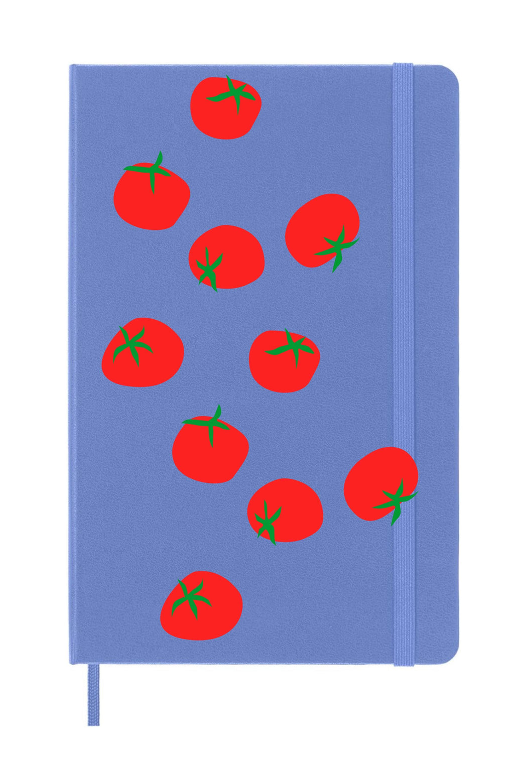 Red Tomatoes on Hydrangea Blue Moleskine Journal Hard Cover – Heirloom Garden Notebook, Mediterranean Kitchen Aesthetic, Foodie Gift