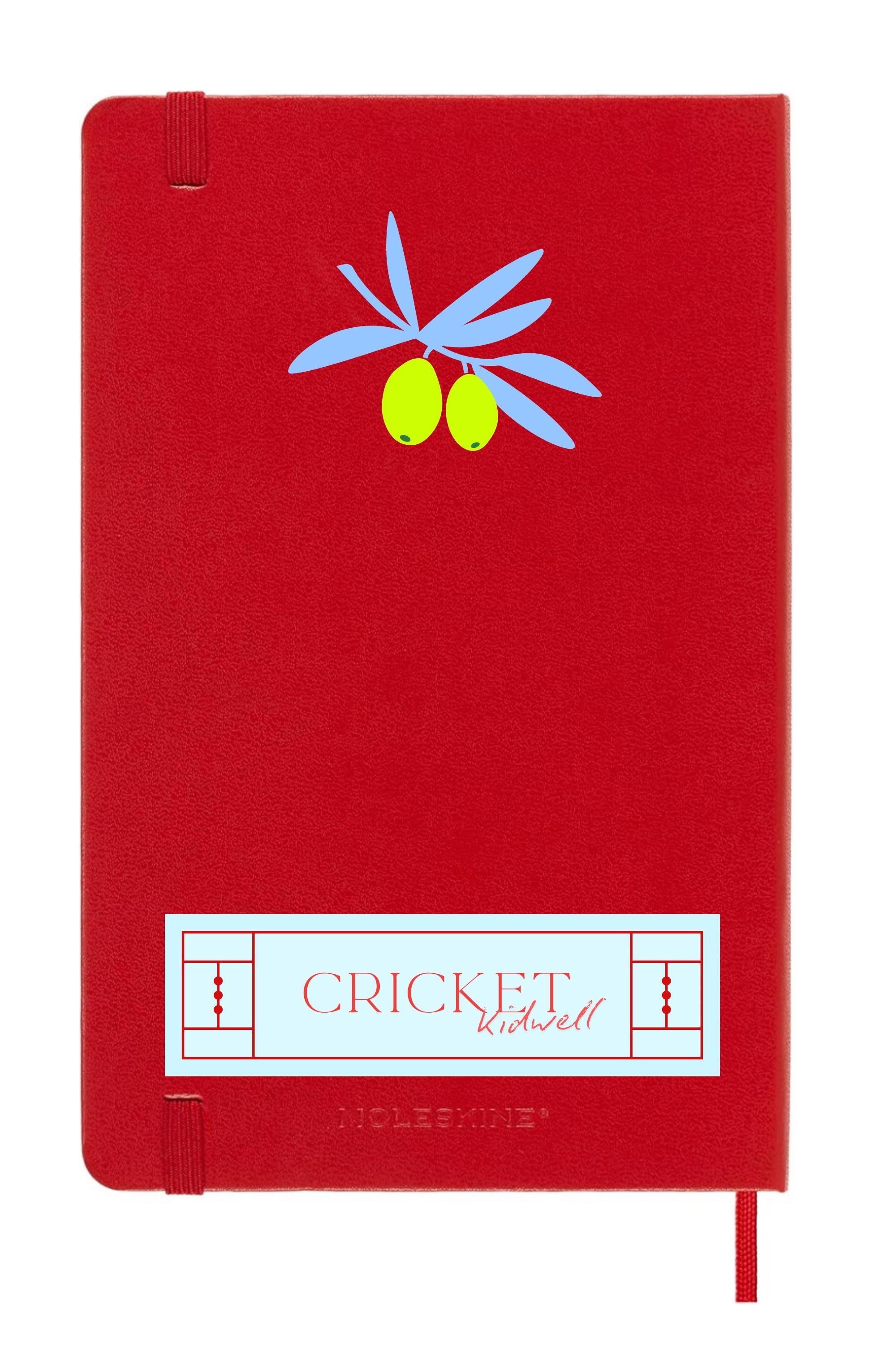 Olive Branch on Bright Red Moleskine Journal – Mediterranean Botanical Notebook, Rustic Kitchen Gift, Hardcover Aesthetic Journal