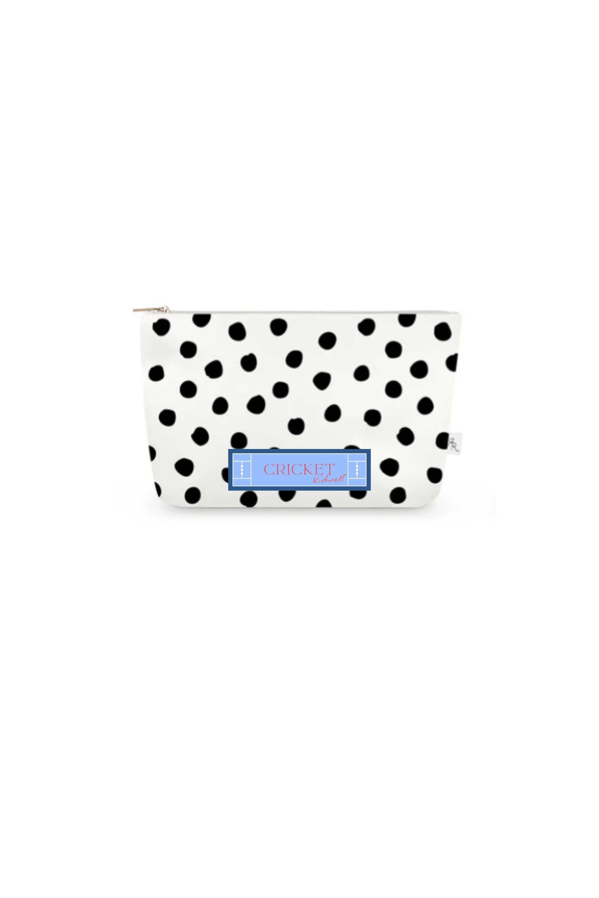 White & Black Polka Dot Pouch Set with Pink Poppies – Set of 3 Travel Organizer Bags, Preppy Floral Cosmetic Pouches, Luxe Gift Set