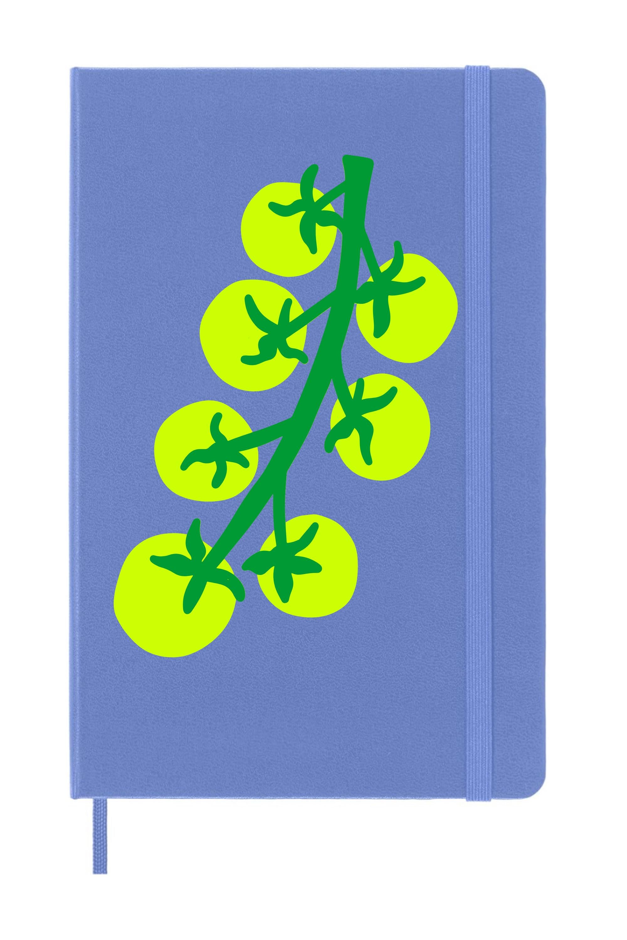 Tomatoes on Hydrangea Blue Moleskine Journal Hard Cover – Heirloom Garden Notebook, Mediterranean Kitchen Aesthetic, Hardcover Foodie Gift