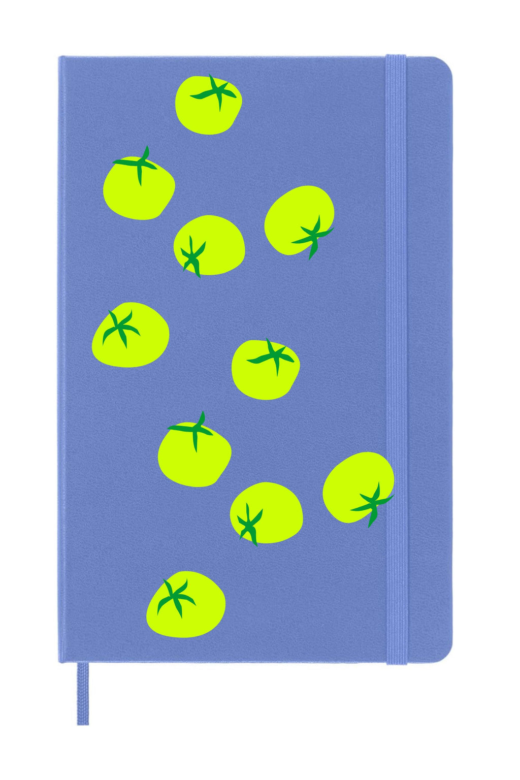 Yellow Tomatoes on Hydrangea Blue Moleskine Journal Hard Cover – Heirloom Garden Notebook, Mediterranean Kitchen Aesthetic, Foodie Gift