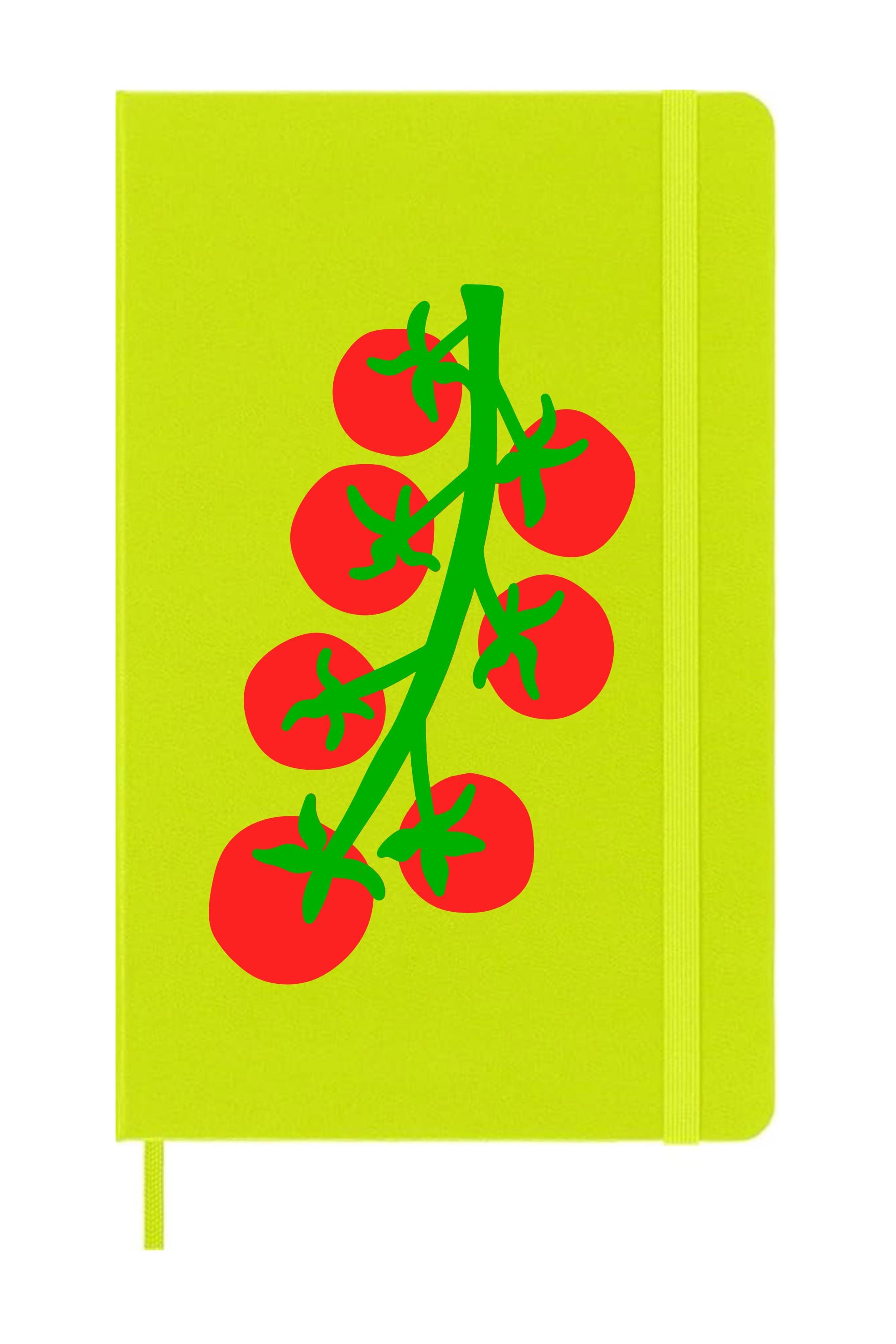 Tomatoes on Red Moleskine Journal Hard Cover – Heirloom Garden Notebook, Mediterranean Kitchen Aesthetic, Hardcover Foodie Gift