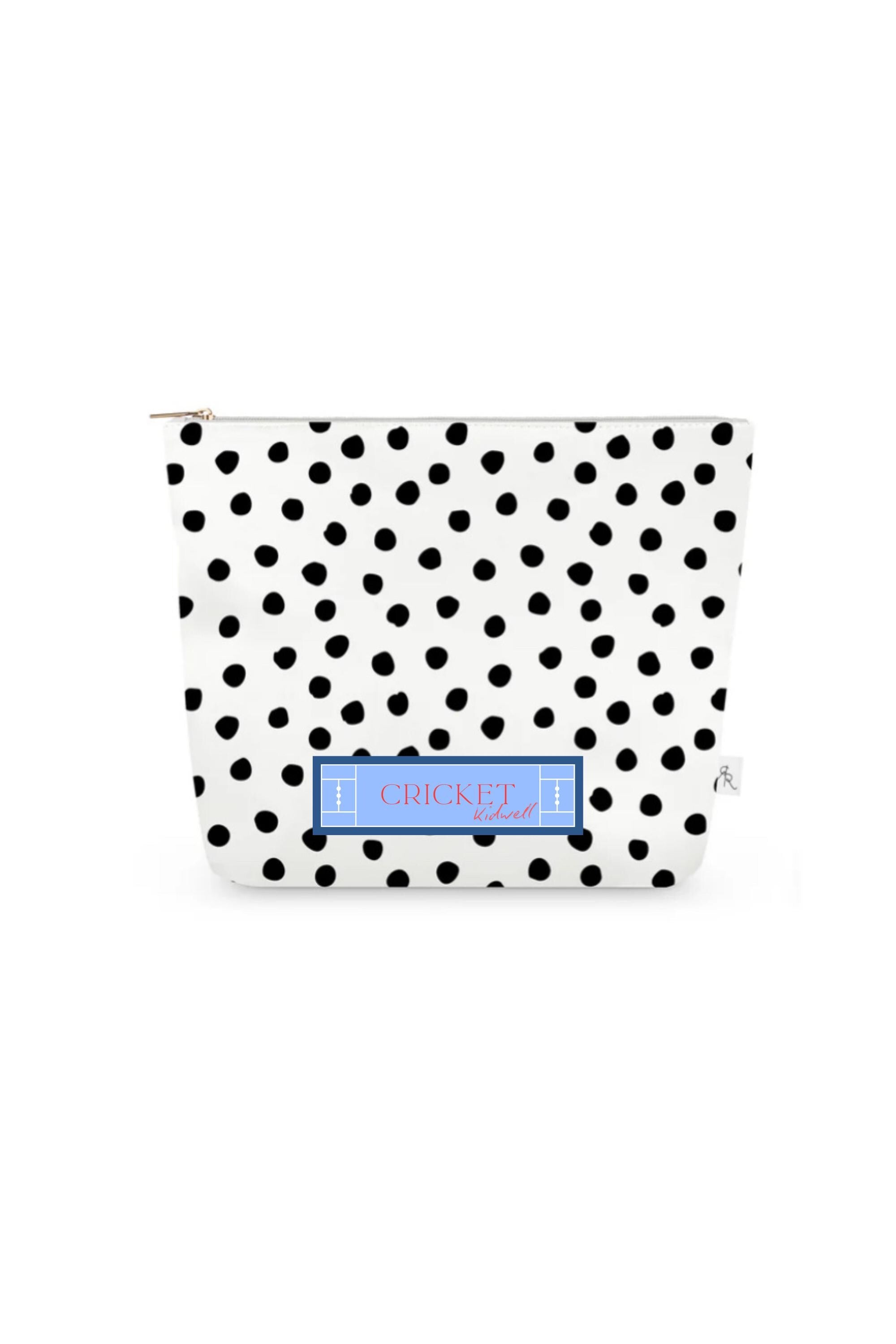 White & Black Polka Dot Pouch Set with Pink Poppies – Set of 3 Travel Organizer Bags, Preppy Floral Cosmetic Pouches, Luxe Gift Set