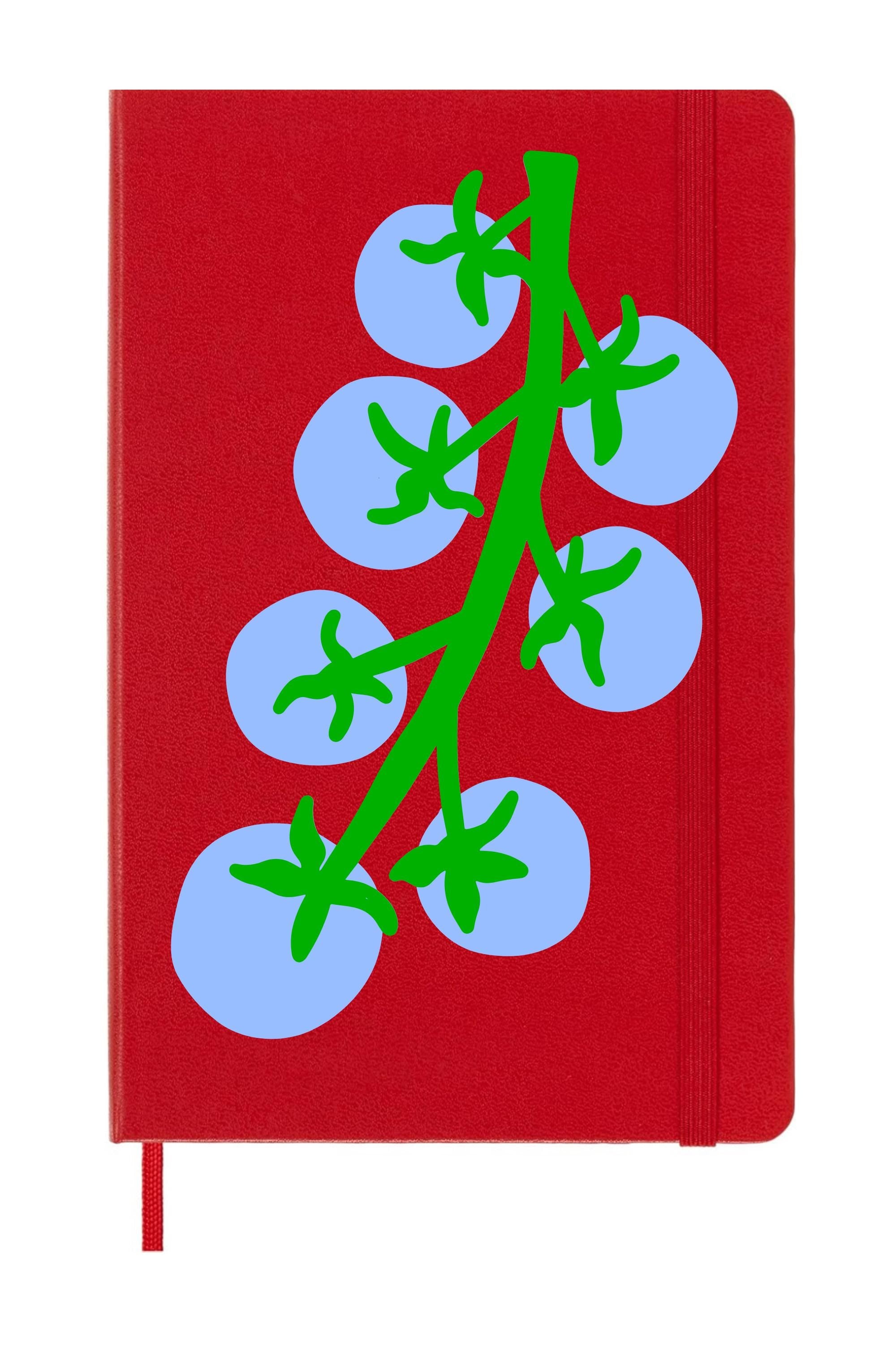 Tomatoes on Red Moleskine Journal Hard Cover – Heirloom Garden Notebook, Mediterranean Kitchen Aesthetic, Hardcover Foodie Gift